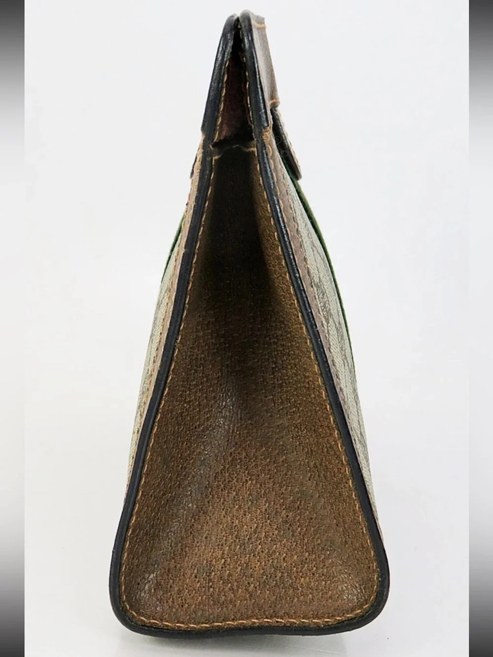 Gucci Beige GG Canvas Clutch with Green & Red Web Stripe
